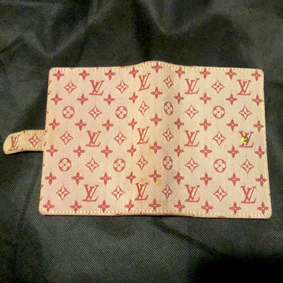 LOUIS VUITTON Mini Lin Red Agenda Binder Passport Holder Credit Card Wallet AUTH - Picture 4 of 17